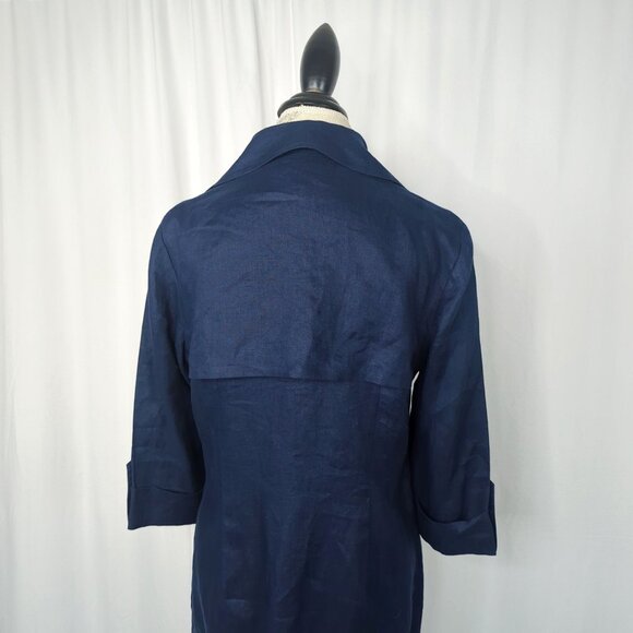 Vintage Talbots Dress 8 Medium Blue Linen Double Breasted - Picture 7 of 10